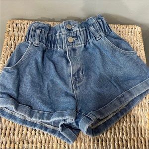 PACSUN High waisted paper bag denim mom shorts